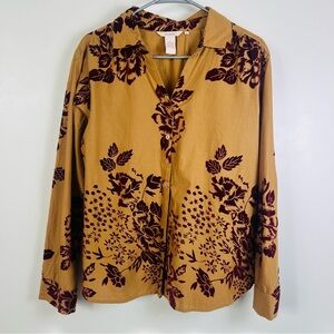 Sundance Velvet Floral Embellished Button Down Shirt